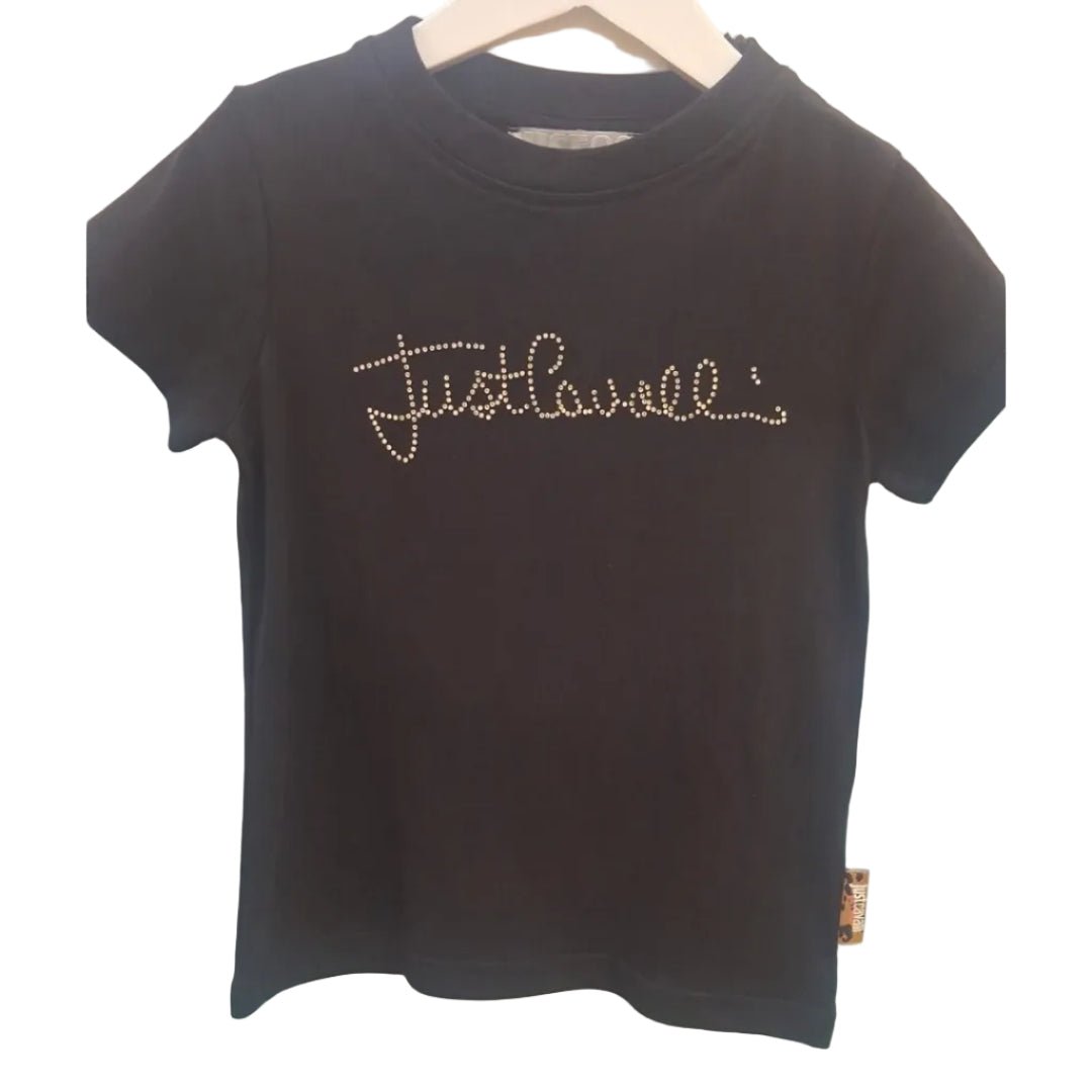 Just CavalliRhinestone Logo T-ShirtSAVANNA