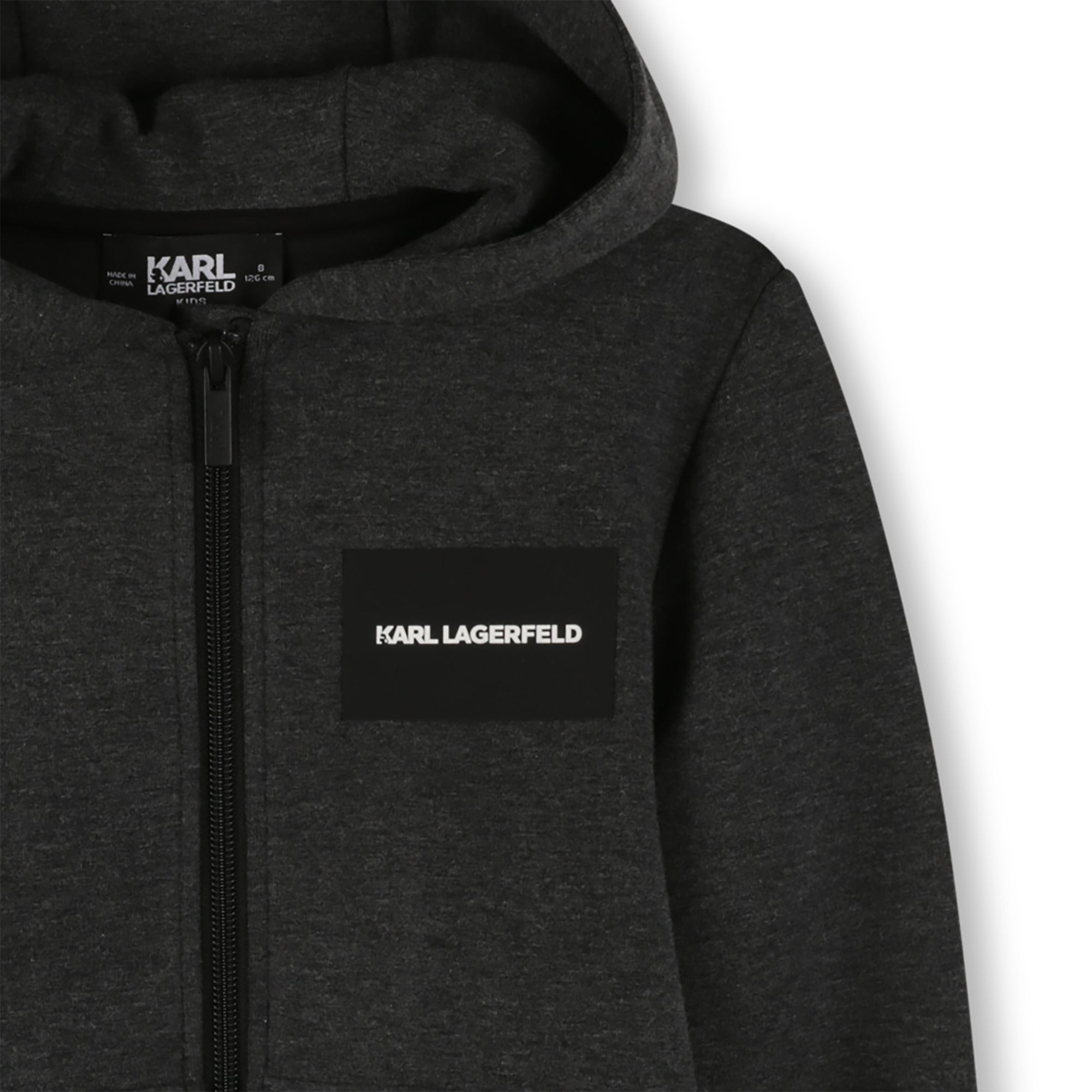 Karl LagerfeldLogo Hooded Zip Up TopSAVANNA