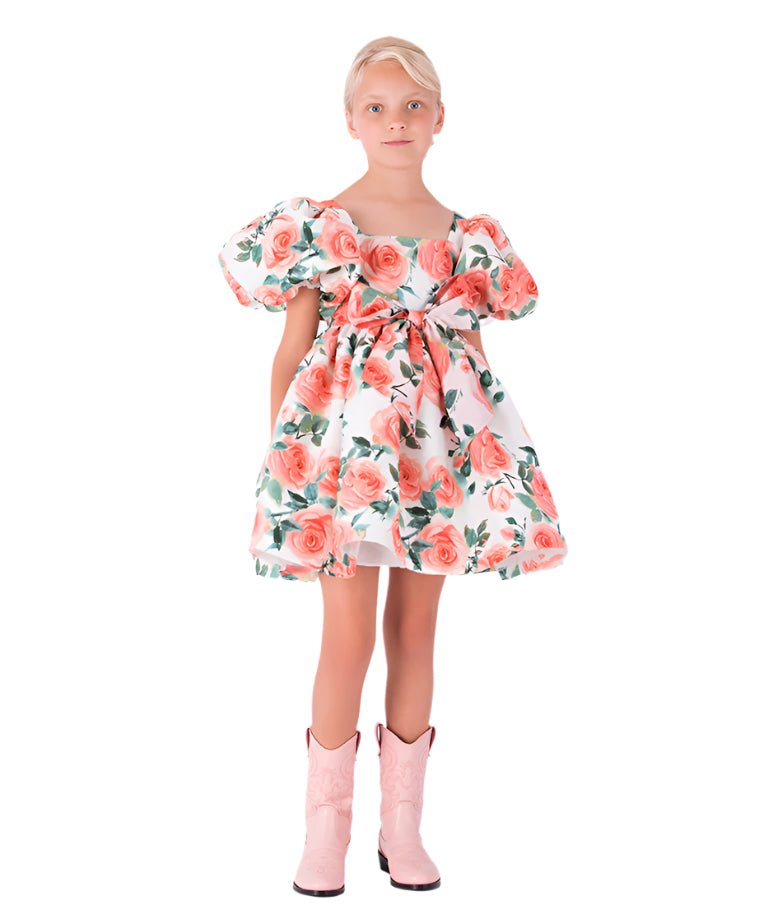 Mama LumaBalloon Sleeves Rose Dress9320000181341SAVANNA