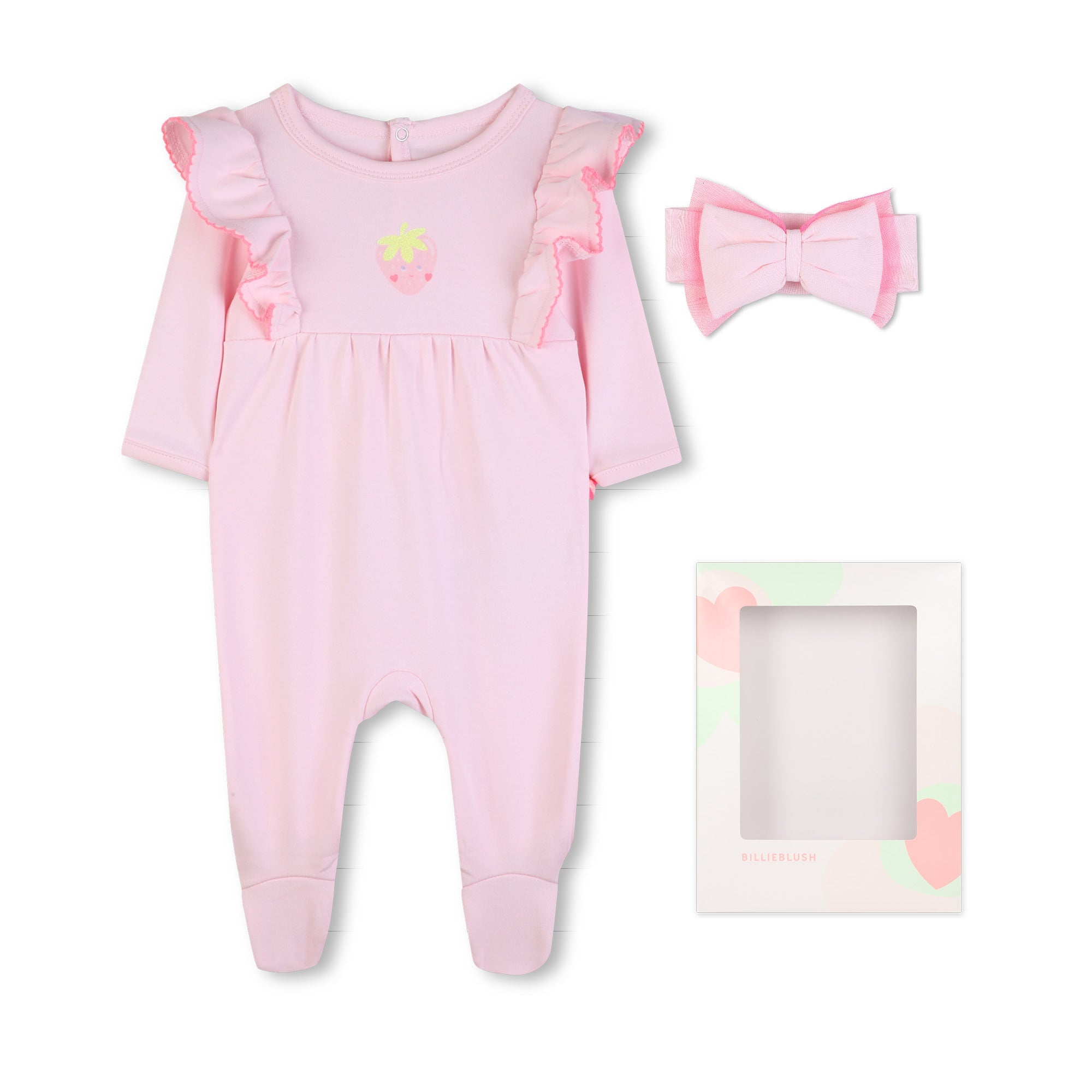 BillieblushRuffled Strawberry Motif Babygrow Set3617165956126SAVANNA