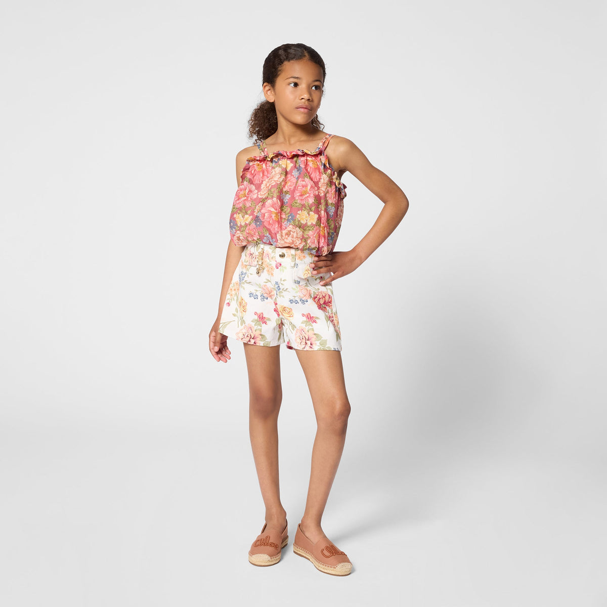 CHLOÉFloral Charm Denim ShortsSAVANNA
