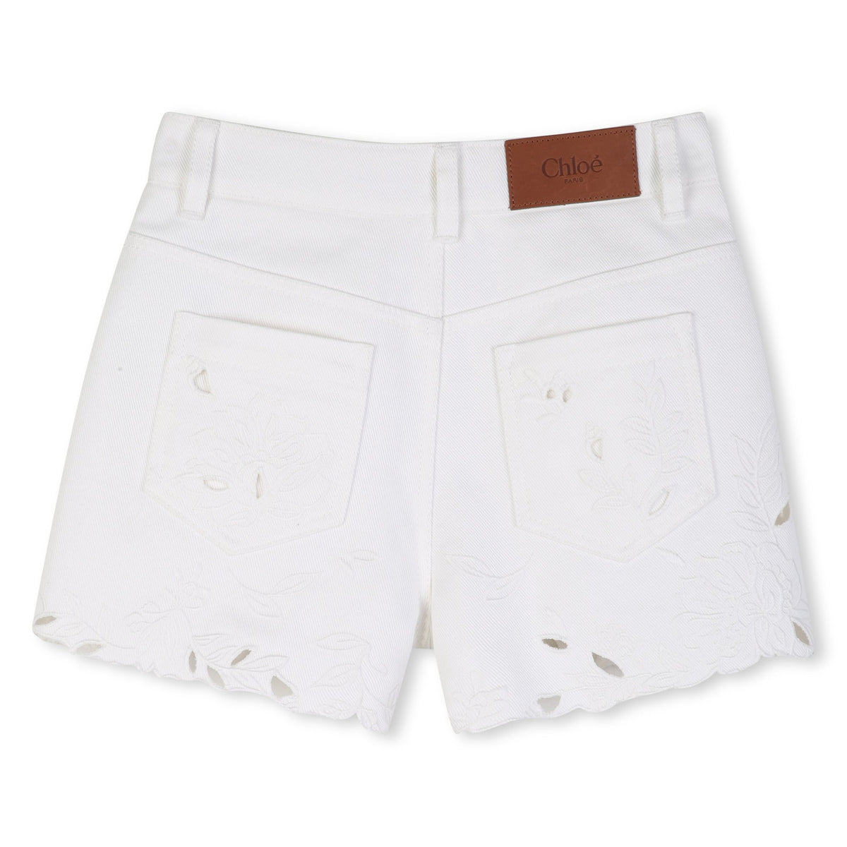 CHLOÉOpenwork Emrboidery Denim Shorts3617165880711SAVANNA