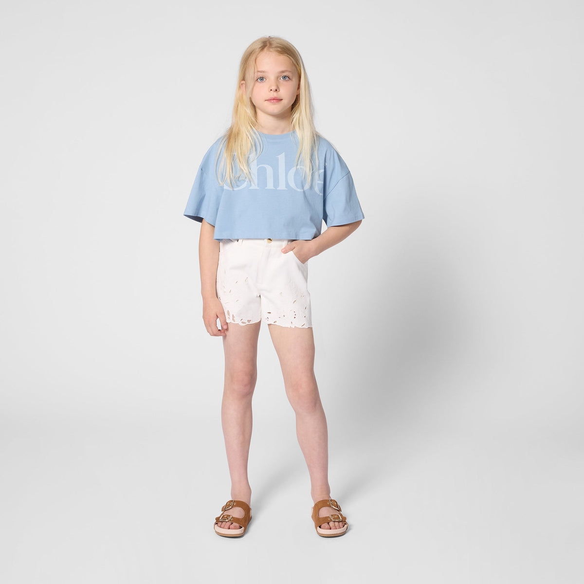 CHLOÉOpenwork Emrboidery Denim Shorts3617165880711SAVANNA