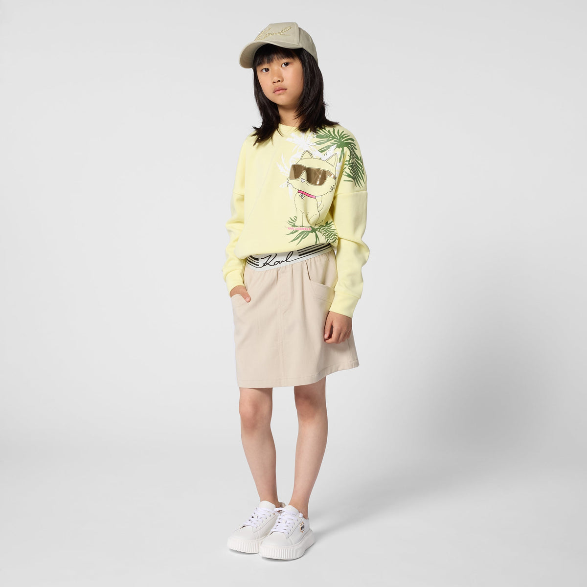 Karl LagerfeldLogo Waistband Twill Skirt3617165978753SAVANNA