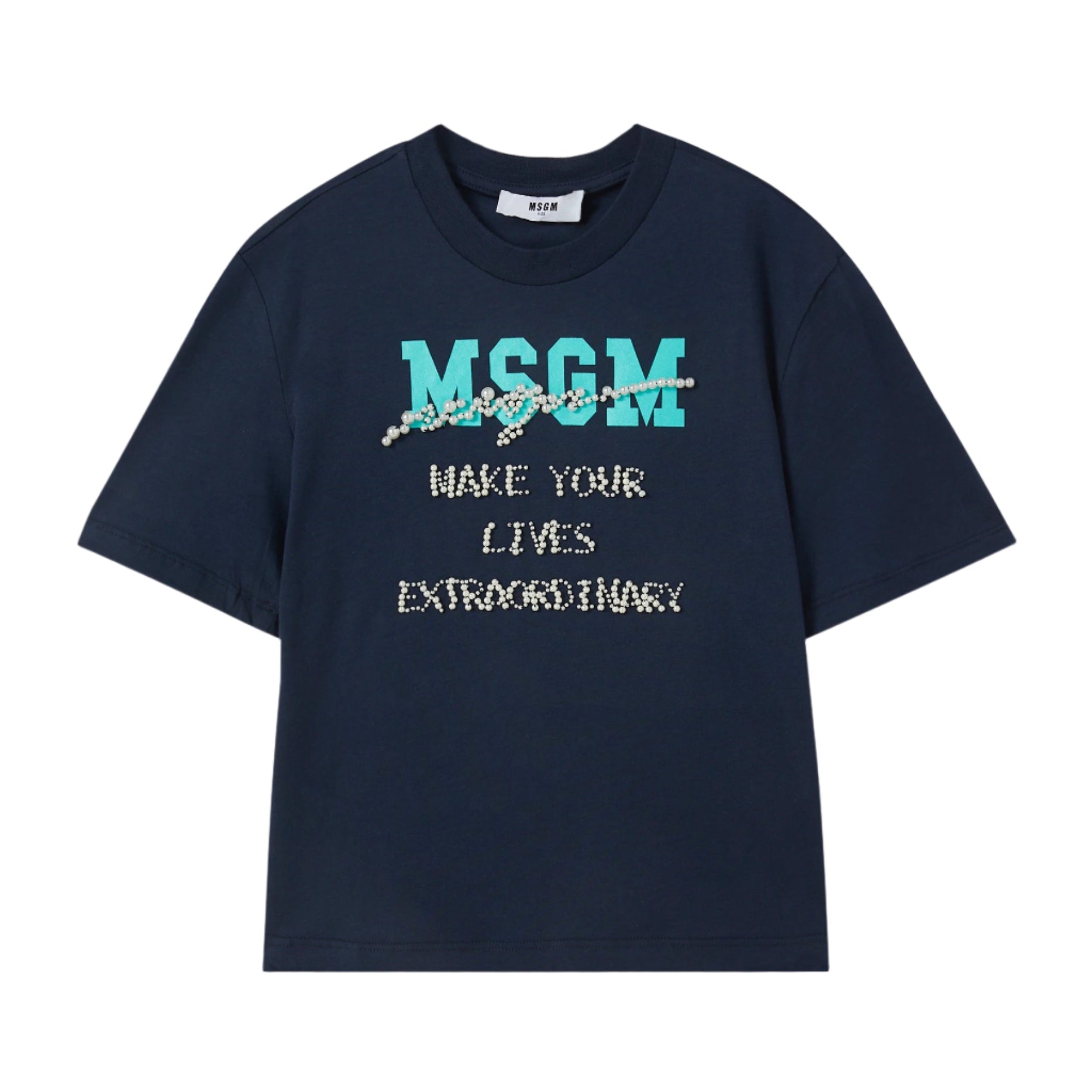 MSGMPearl Embellished Logo T-Shirt8051883390858SAVANNA