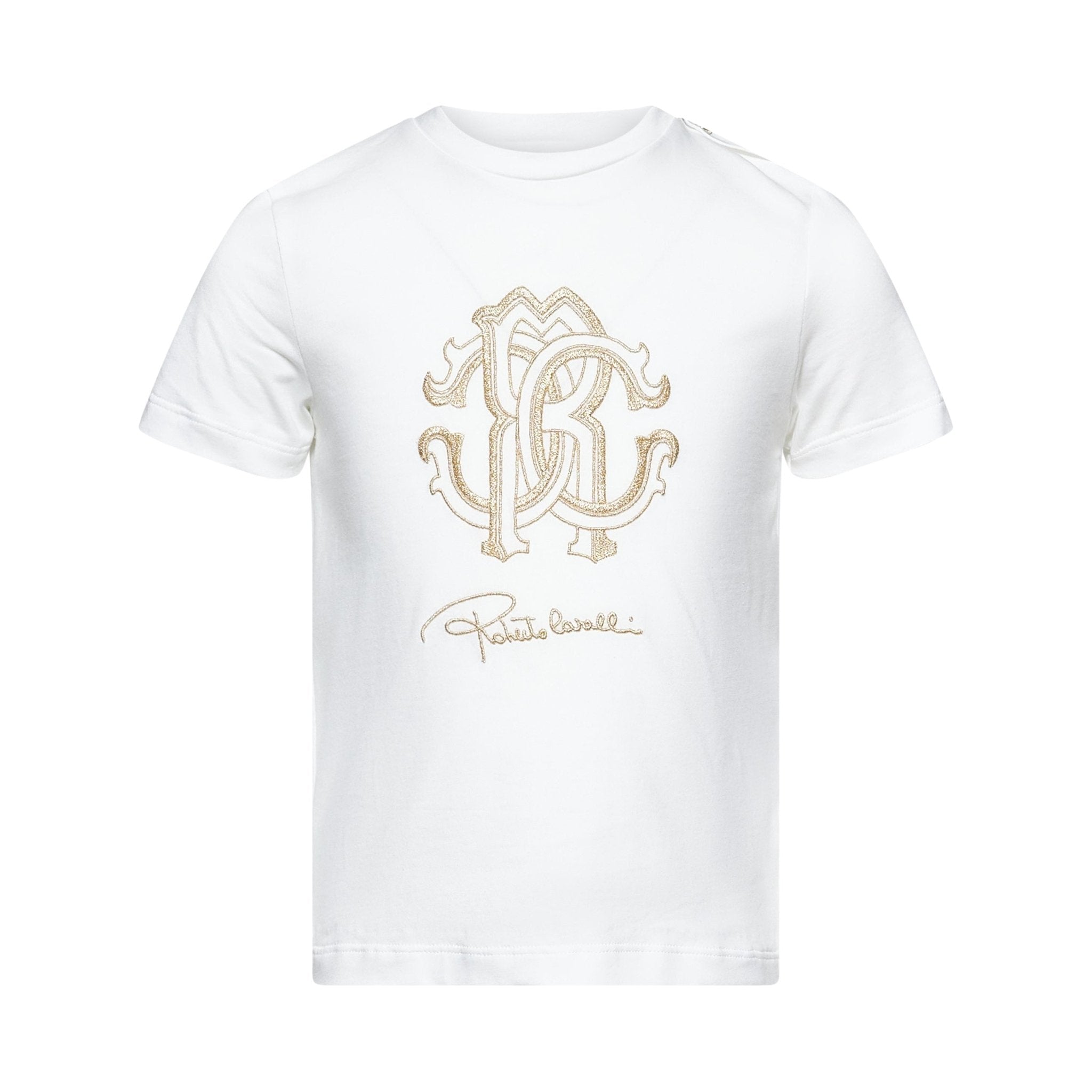 Roberto CavalliEmbroidered Button T-Shirt8053638447138SAVANNA